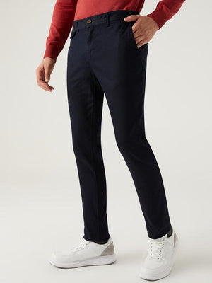 Twn Slim Fit Navy Blue Dobby Chino Trousers-D'S DAMAT ONLINE