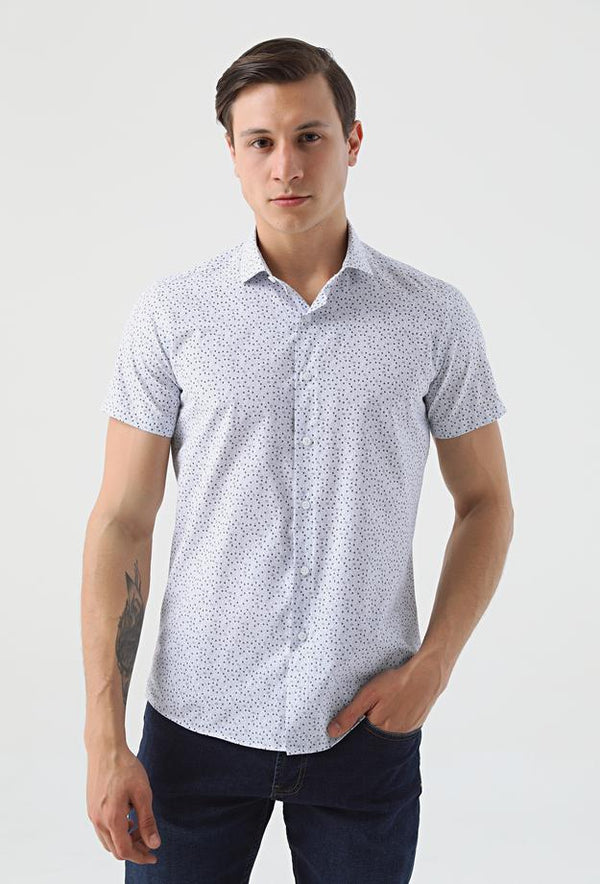 Twn Slim Fit White Printed Shirt-D'S DAMAT ONLINE