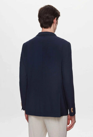Twn Slim Fit Navy Blue Dobby Fabric Jacket-D'S DAMAT ONLINE