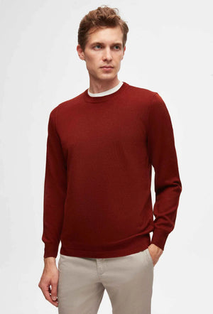 Ds Damat Regular Fit Brick Plain Knitted Wool Knitwear Sweater