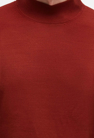 Ds Damat Regular Fit Brick Plain Knit Half Turtleneck Wool Knitwear Sweater