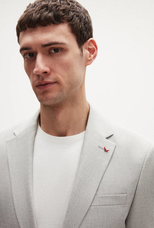 Ds Damat Slim Fit Gray Plain Linen Blend Fabric Jacket