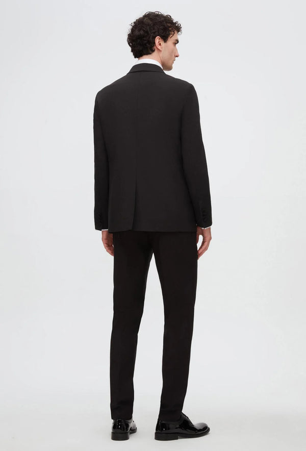 Twn Slim Fit Black Straight Collar Groom Suit & Tuxedo Vest Suit-D'S DAMAT ONLINE