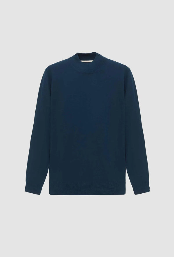 Ds Damat Regular Fit Petrol Plain Knit Half Turtleneck Wool Knitwear Sweater