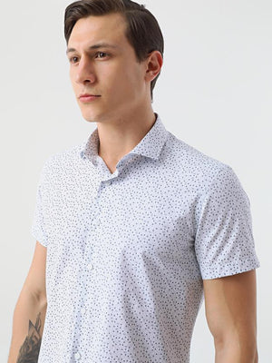 Twn Slim Fit White Printed Shirt-D'S DAMAT ONLINE