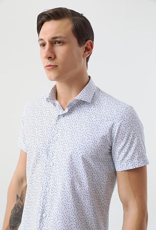 Twn Slim Fit White Printed Shirt-D'S DAMAT ONLINE