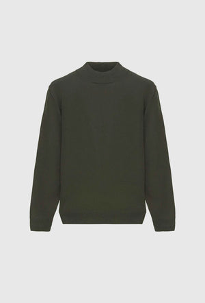 Ds Damat Regular Fit Khaki Plain Knit Half Turtleneck Wool Knitwear Sweater