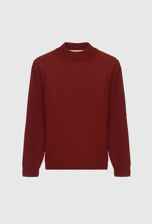 Ds Damat Regular Fit Brick Plain Knit Half Turtleneck Wool Knitwear Sweater