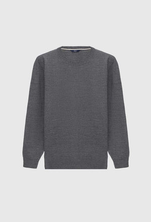 Ds Damat Regular Fit Grey Plain Knitted Wool Knitwear Sweater
