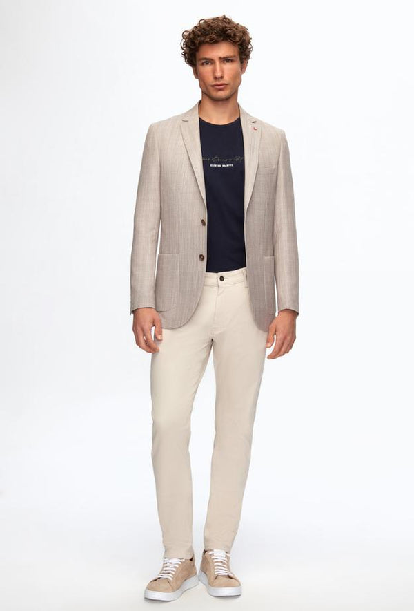 Ds Damat Slim Fit Gray Printed Fabric Jacket-D'S DAMAT ONLINE