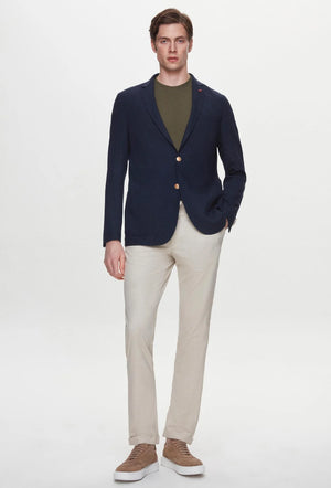 Twn Slim Fit Navy Blue Dobby Fabric Jacket-D'S DAMAT ONLINE