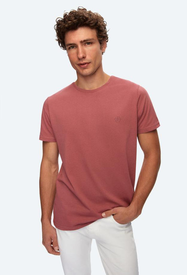 Ds Damat Regular Fit Rose Dried Plain Knitted T-shirt-D'S DAMAT ONLINE