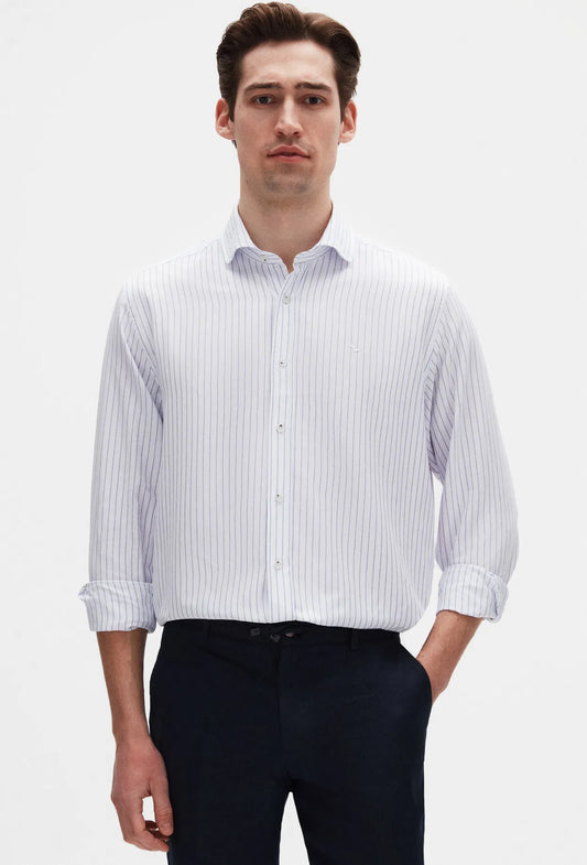 Ds Damat Comfort White Striped Shirt