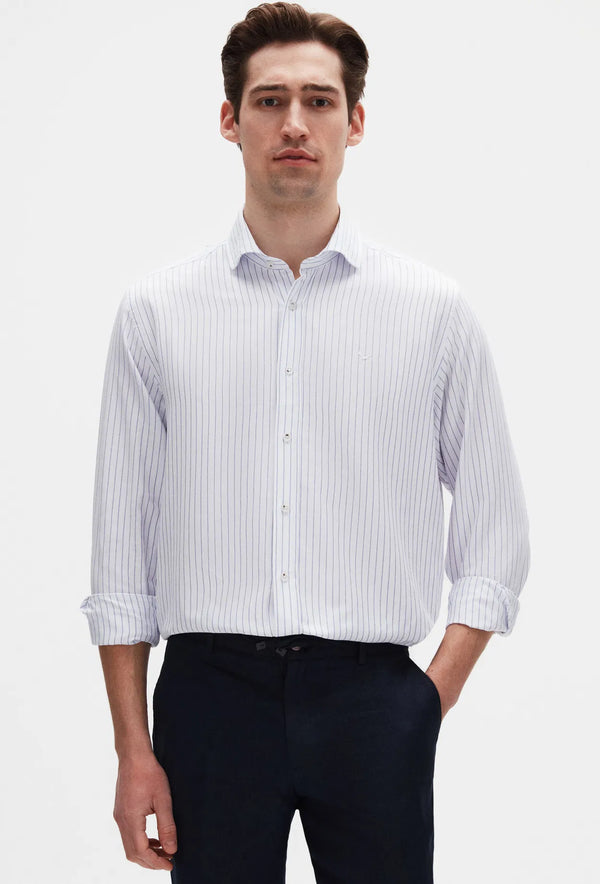 Ds Damat Comfort White Striped Shirt