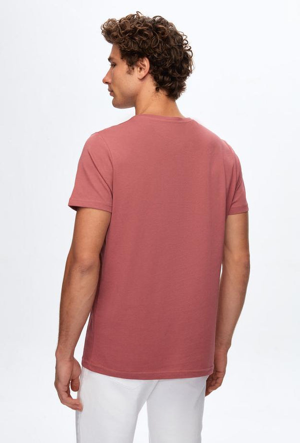 Ds Damat Regular Fit Rose Dried Plain Knitted T-shirt-D'S DAMAT ONLINE