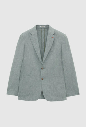 Ds Groom Slim Fit Green Plain Linen Blend Fabric Jacket