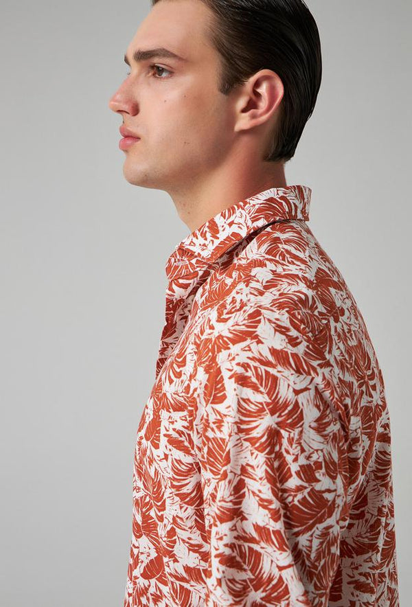Ds Damat Comfort Brown Printed Shirt-D'S DAMAT ONLINE