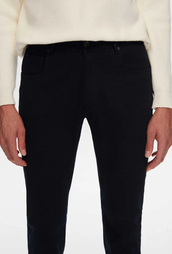 Ds Damat Slim Fit Navy Blue Gabardine Denim Trousers