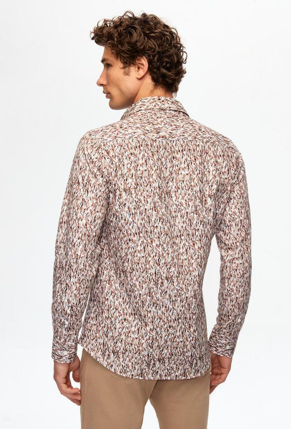 Twn Slim Fit Brown Printed Shirt-D'S DAMAT ONLINE