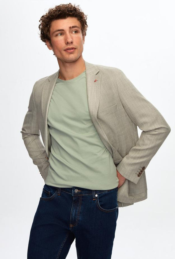 Ds Damat Slim Fit Green Fabric Jacket-D'S DAMAT ONLINE