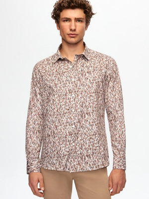 Twn Slim Fit Brown Printed Shirt-D'S DAMAT ONLINE