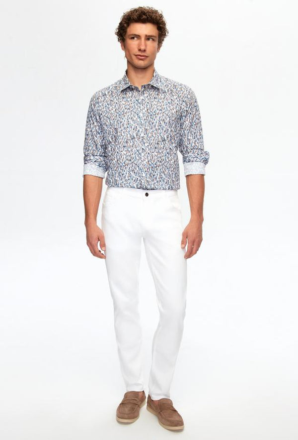 Twn Slim Fit Navy Blue Printed Shirt-D'S DAMAT ONLINE