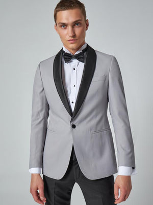 Ds Damat Slim Fit Gray Dobby Tuxedo Suit-D'S DAMAT ONLINE