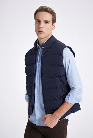 Twn Slim Fit Navy Blue Straight Vest Coat-D'S DAMAT ONLINE