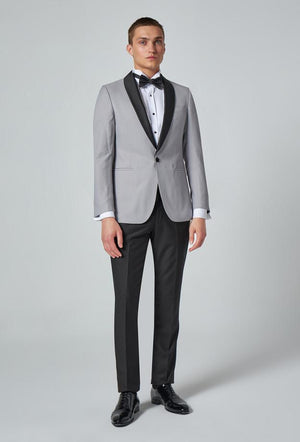 Ds Damat Slim Fit Gray Dobby Tuxedo Suit-D'S DAMAT ONLINE
