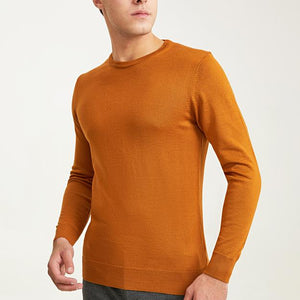 Ds Damat Regular Fit Brown Plain Knitted Sweater-D'S DAMAT ONLINE