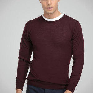 Ds Damat Regular Fit Burgundy Plain Knitted Sweater-D'S DAMAT ONLINE
