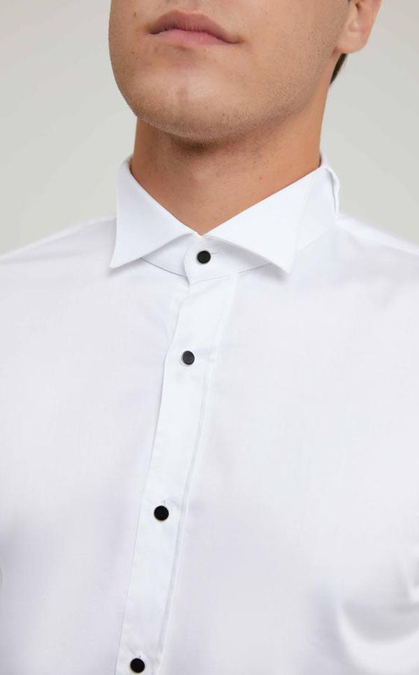 Ds Damat Ceremony Shirt Slim Fit White With Black Button-D'S DAMAT ONLINE