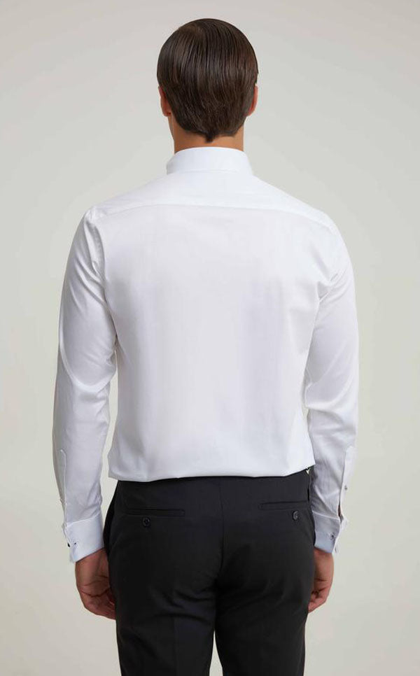 Ds Damat Ceremony Shirt Slim Fit White With Black Button-D'S DAMAT ONLINE