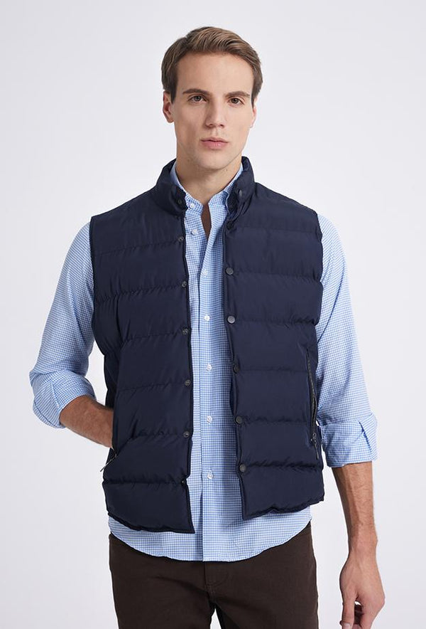 Twn Slim Fit Navy Blue Straight Vest Coat-D'S DAMAT ONLINE
