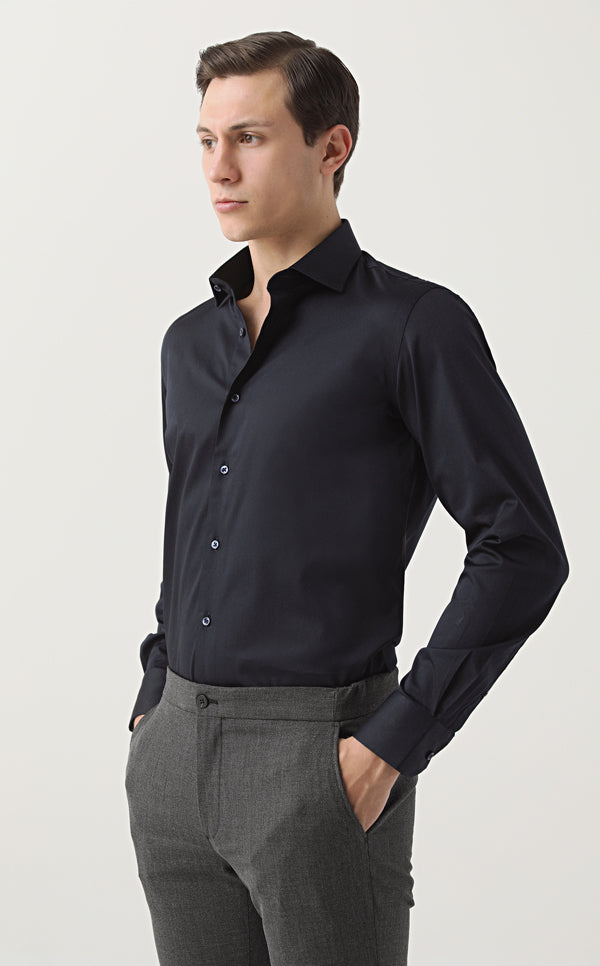 Ds Damat Shirt Slim Fit Navy Blue-D'S DAMAT ONLINE