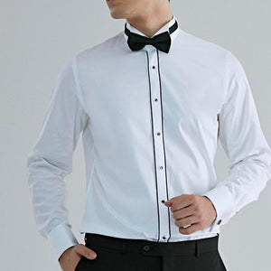 Ds Damat Ceremony Shirt Slim Fit White  With Black Stripe-D'S DAMAT ONLINE