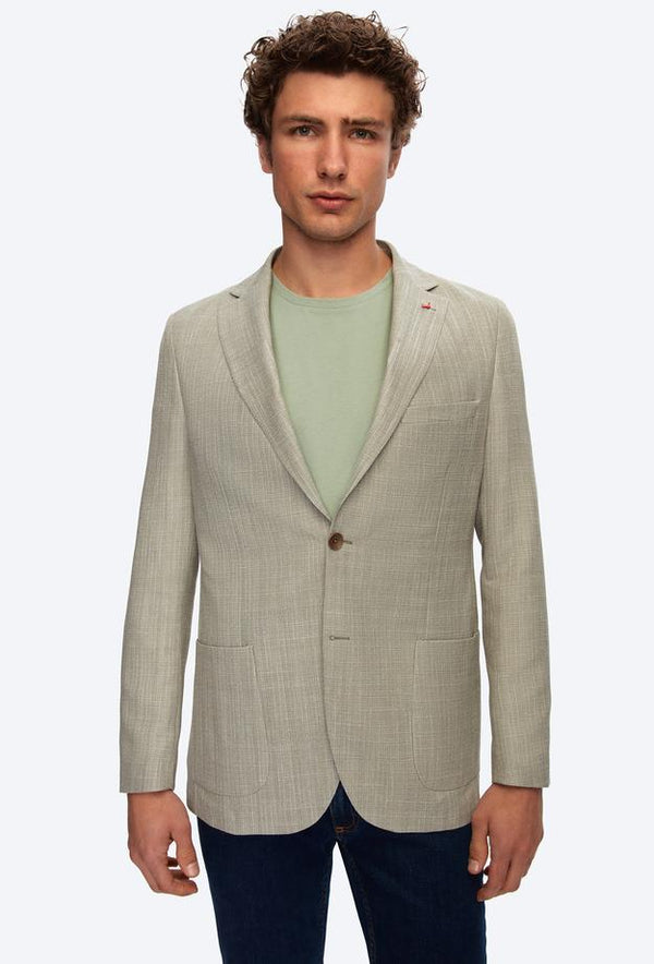 Ds Damat Slim Fit Green Fabric Jacket-D'S DAMAT ONLINE