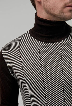 Ds Damat Regular Fit Brown Jacquard Patterned Sweater-D'S DAMAT ONLINE