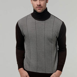 Ds Damat Regular Fit Brown Jacquard Patterned Sweater-D'S DAMAT ONLINE