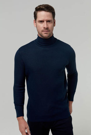 Ds Damat Regular Fit Knitted Sweater Indigo-D'S DAMAT ONLINE