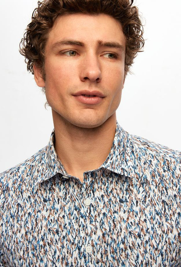 Twn Slim Fit Navy Blue Printed Shirt-D'S DAMAT ONLINE