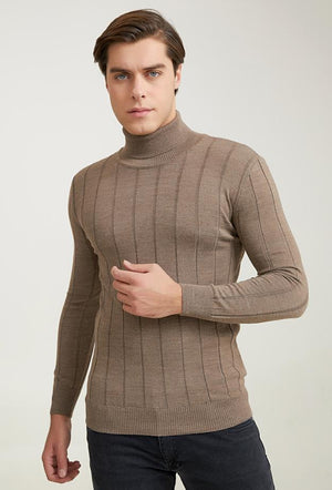 Ds Damat Slim Fit Biege Knitted Sweater-D'S DAMAT ONLINE