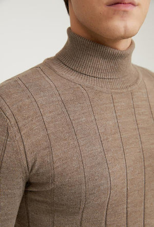 Ds Damat Slim Fit Biege Knitted Sweater-D'S DAMAT ONLINE