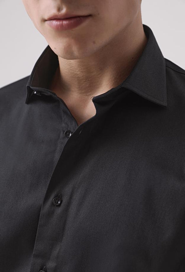 Ds Damat Slim Fit Black Straight Shirt-D'S DAMAT ONLINE