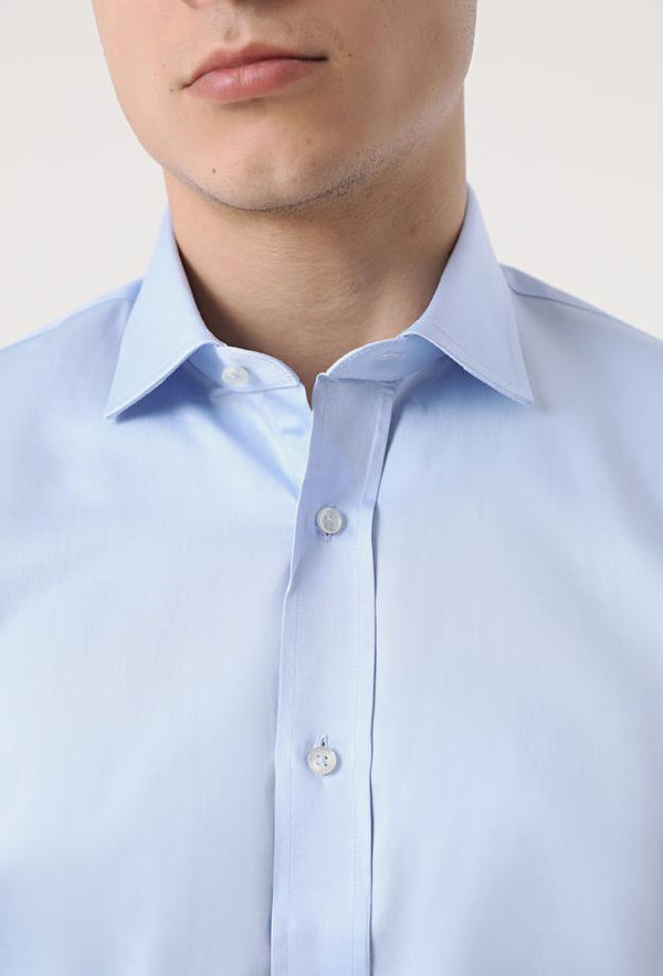 Ds Damat Slim Fit Blue Plain Shirt-D'S DAMAT ONLINE