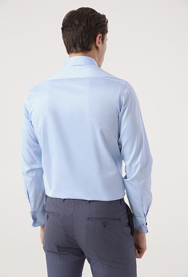 Ds Damat Slim Fit Blue Plain Shirt-D'S DAMAT ONLINE