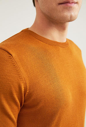 Ds Damat Regular Fit Brown Plain Knitted Sweater-D'S DAMAT ONLINE