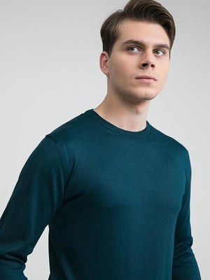 Ds Damat Regular Fit Petrol Plain Knitted Sweater-D'S DAMAT ONLINE
