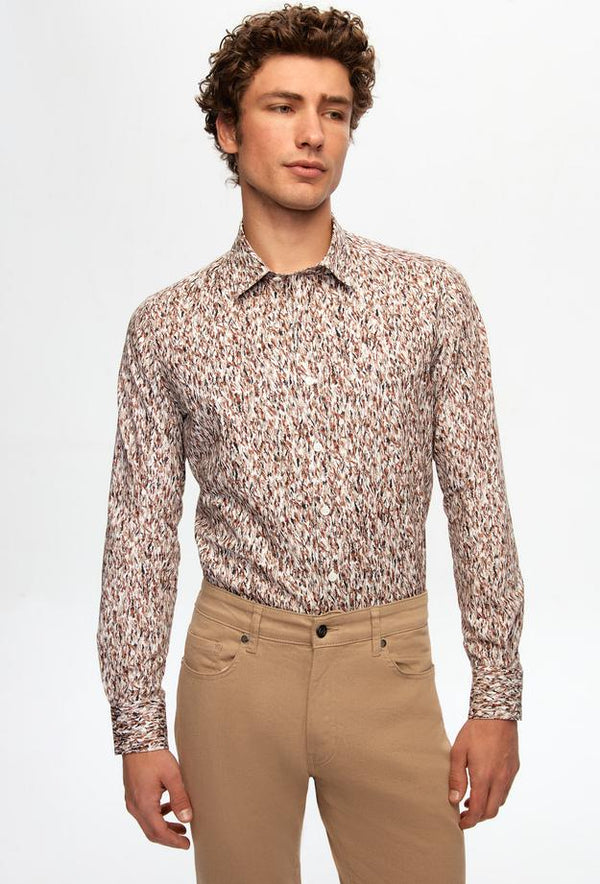 Twn Slim Fit Brown Printed Shirt-D'S DAMAT ONLINE