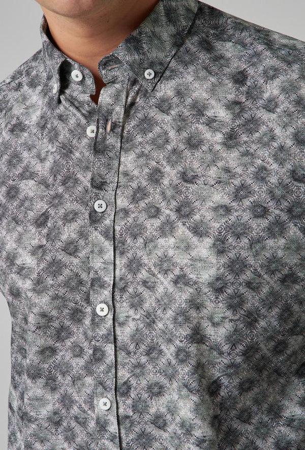 Twn Slim Fit Dark Green Printed Shirt-D'S DAMAT ONLINE
